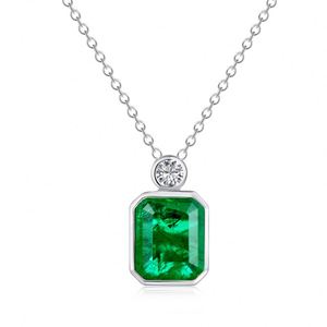 Dylam High End Luxurious Women 925 Sterling Silver Rhodium Plated <b>Emerald</b> Synthetic Stone 5A Zirconia <b>Pendant</b> Necklace for Party - Product Image 1