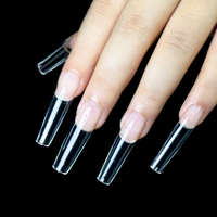 Makeauty - Puntas de Uñas Acrílicas Transparentes con Diseño de Ataúd Cuadrado y Stiletto, Cobertura Completa, 504 Unidades