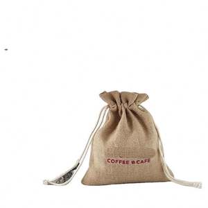 <b>Reusable</b> Burlap Drawstring Gunny Bag for Cocoa Jute Coffee Bean Packaging <b>Pouch</b> - Product Image 2