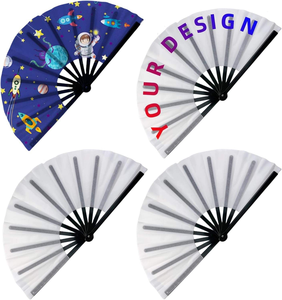 Éventail pliant <span class=keywords><strong>publicitaire</strong></span> personnalisé en plastique de couleur unie, imprimé, cadeau d'affaires, souvenir, décoration, accessoires de festival - Product Image 4