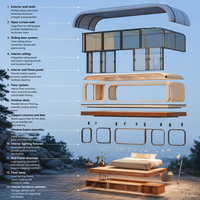 Cabine portable Apple de 5 m² avec salle de bain intégrée, chambre et climatiseur pour hôtel ou villa