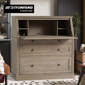 Ensemble de <span class=keywords><strong>commode</strong></span> et <span class=keywords><strong>lit</strong></span> en bois massif chêne vieilli Mobilier de chambre à coucher en acier inoxydable au design vintage moderne pour le salon 3 tiroirs - Product Image 3