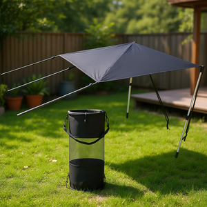 กันสาดทรงตัวที ขนาด 5x5 ฟุต ป้องกันรังสียูวี ผลิตจากโพลีเอสเตอร์ โครงเหล็ก ตั้งได้อิสระ ใช้คลุมระเบียง ติดตั้งง่าย ดีไซน์ทันสมัย - Product Image 2