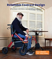 Déambulateur et fauteuil roulant combinés 2 en 1, pliable, avec siège, roues tout-terrain de 10 pouces, aide à la mobilité en aluminium