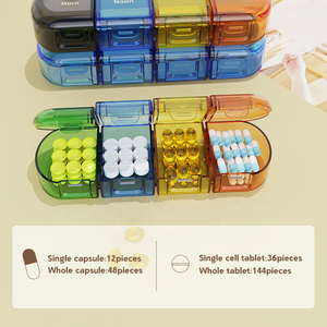Organizador <span class=keywords><strong>de</strong></span> pastillas semanal personalizable <span class=keywords><strong>de</strong></span> 7 días Gujia, almacenamiento extraíble AM PM, caja <span class=keywords><strong>de</strong></span> Medicina 4 veces, pastillero <span class=keywords><strong>de</strong></span> plástico con 4 ranuras - Product Image 3