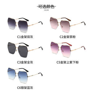 Nuevas gafas de sol de nailon TR90 para mujer, UV400, sin marco, extragrandes, ligeras, a la moda, gafas de protección solar C1C2 - Product Image 4