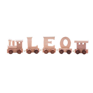 Tren de Madera Personalizado con Letras del Alfabeto, Juguete de Tren con Nombre Natural <span class=keywords><strong>para</strong></span> Niños, Regalo de Cumpleaños, <span class=keywords><strong>Bautizo</strong></span>, Recién Nacido - Product Image 2