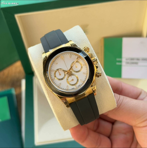 Reloj Cronógrafo de Lujo para Hombre, Dorado, con Esfera de 3 Ojos, Marcadores de Diamantes Negros, Acero Inoxidable, Resistente al Agua, para Negocios - Product Image 2