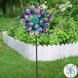 Große Doppelschichtige Metall-Windmühle, Umweltfreundliches Selbstrotierendes Windrad, Garten- und Rasendekoration für Außenbereich und Villa - Product Image 5