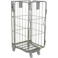 Conteneur à roulettes en acier à mailles pliables de haute qualité, robuste, 1000 kg, 4 côtés, conteneur de stockage industriel logistique à quatre roues
