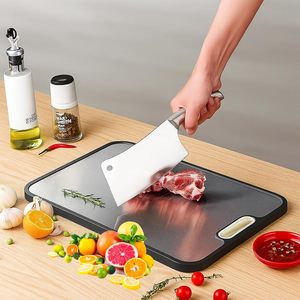 Planche à découper en titane pur de haute qualité, double face, résistante aux rayures, avec poignée en paille de blé - Product Image 6
