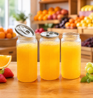 Boîte en PET transparente légère de qualité alimentaire et écologique avec couvercle en aluminium facile à ouvrir pour l'emballage de thé glacé et de boissons gazeuses