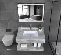 Meuble-lavabo rectangulaire flottant de style européen Tarpul pour salle de bain, avec vasque en pierre, vente en gros