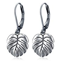 Boucles d'oreilles feuilles de Monstera en argent sterling 925 Bijoux hawaïens