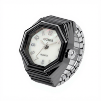 Nouvelle montre bague hexagonale unisexe, style simple et polyvalent, pour couples, en fer plaqué or, avec bracelet extensible, produit phare pour le commerce extérieur, vente en gros
