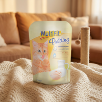 Pochette à fermeture éclair personnalisée avec motif chat imprimé, compostable, de qualité alimentaire, pour emballage, avec logo personnalisé pour 150g de lait pour chat