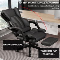 Chaise de bureau ergonomique pivotante à roulettes avec dossier haut réglable en cuir PU pour le travail à domicile