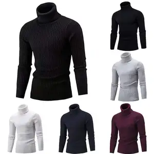 Зимняя мужская рубашка разных цветов, свитер с длинным рукавом и высоким воротником