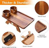 Plateau de canapé en bambou amovible pour accoudoir, design européen, avec support pour téléphone, couteau et fourchette, idéal comme planche à fromage