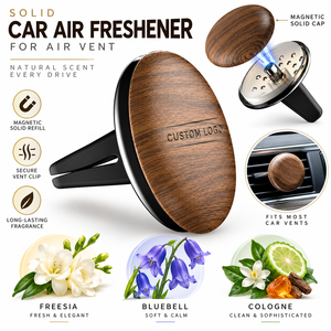 Diffuseurs <span class=keywords><strong>d</strong></span>'<span class=keywords><strong>air</strong></span> pour voitures de haute qualité avec logo personnalisé, dessus en bois, matériau métallique, clip magnétique, parfum longue durée, boîte cylindrique - Product Image 6