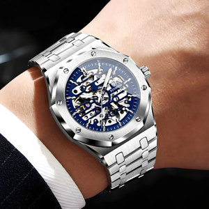 Binbond Men's Automatic Mechanical Skeleton Watch 30M Waterproof Luminous Stainless Steel Bracelet - Product Image 2