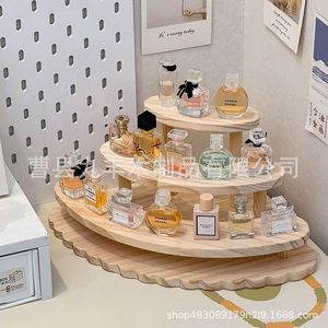 Solid Wood Tiered Storage <b>Rack</b> 3 Layers Irregular Shape For Perfume Toy Organizer Desktop Display <b>Shelf</b> - Product Image 1