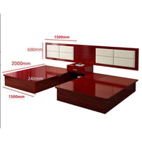 Lit d'hôtel moderne et minimaliste en cuir véritable pour la location d'appartements et d'hébergements touristiques – Tailles simple et double – Usage commercial