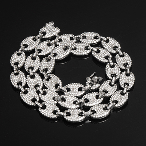 Cadena y pulsera con diamantes de imitación estilo HIP HOP para mujer, collar ostentoso de aleación con diamantes de imitación de cerdo y nariz - Product Image 6