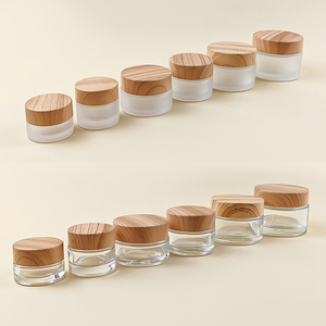 5g 10g 15g 30g 50g mỹ phẩm trong suốt nắp tre lọ thủy tinh 2oz mặt tròn Kem lọ thủy tinh - Product Image 2