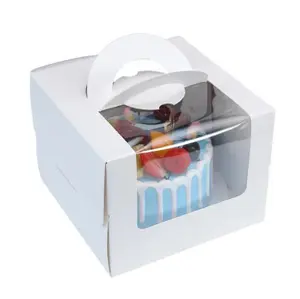 10 X 10 X 5 Cake Box With Clear Lid White Cardboard Bakery Window Boxes For Bakery