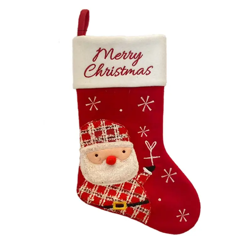 Christmas gift cloth socks Cotton Christmas socks snowman pattern bag cotton doll bag Christmas tree mantel ornaments