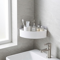 Étagère de rangement pour salle de bain sans perçage, support mural sans perforation, étagère simple en ABS sans coins pour salle de douche