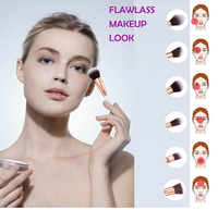 Lot de Pinceaux de Maquillage Roses à Prix de Gros, Set Professionnel de Pinceaux Maquillage Effet Marbre pour Fond de Teint et Poudre
