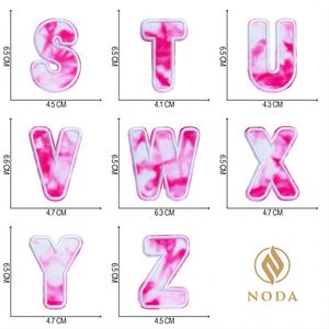New Iron on 6.5CM Tie-dye Twill Embroidery Hot pink Letter Embroidery Letter Patch for Bag Clothes Hat Decoration - Product Image 6
