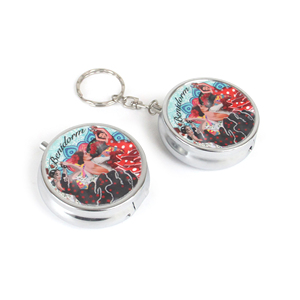 Ensemble porte-pilules rond en métal portable et cendrier de poche porte-clés, souvenir de Benidorm, boîte à comprimés à 3 compartiments, cadeau de voyage pour fumeur - Product Image 3