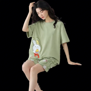 Factory Cheap Wholesale Women's Sleepwear Woman Cartoon Printed Pyjamas Polyester Lounge Lingerie Fashionable Girl Pajamas Set - Product Image 4
