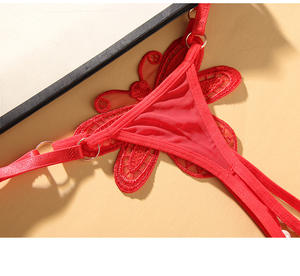 Женские эротические трусики-бабочки, очень сексуальные стринги для девушек, вышитые, из латекса, с жемчугом, с открытой спинкой, трусики-хипстеры - Product Image 3