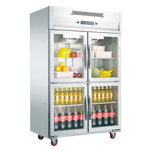 1000L 2 Glass Door Commercial Refrigeration Restaurant Kitchen Chiller Freezer Upright Freezer