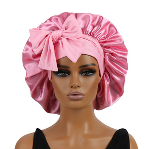 قبعة نوم واسعة من SOLPOP مع شريط مطاطي أحادي الطبقة وربطة طويلة للشعر المجعد، مناسبة للعناية بالشعر ليلاً - Product Image 6