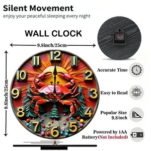 Round Wooden <b>Wall</b> <b>Clock</b> 25x25cm Arabic Numbers <b>Silent</b> Quartz Movement Living Room Bedroom Decor <b>Clock</b> - Product Image 5