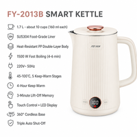 Bouilloire électrique 1,7 L avec contrôle intelligent de la température 45-100 ° C SUS304 Acier inoxydable double couche anti-brûlure 1500W