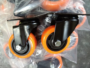 Roulette MW 3/4/5 pouces Orange PVC 75mm 100mm 125mm Roue de frein fixe pivotante pour chariot - Product Image 6