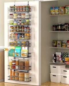 Custom 9 Tier Modern Over Door Pantry Organizer Stainless Steel Hanging Spice Rack with Adjustable <b>Shelves</b> for Home <b>Kitchen</b> - Product Image 6