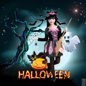 Costume de sorcière d'Halloween pour enfants de 5 à 7 ans, en lin, pour photographie, spectacle de danse, tenue de cosplay - Product Image 4