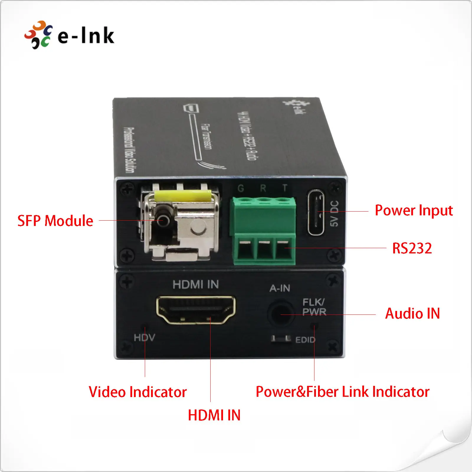 मिनी 4K HDMI के साथ फाइबर भरनेवाला RS232 और बाहरी ऑडियो