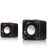 Haut-parleur de jeu portable USB mini filaire 2.0 D-02A en bois avec LED RGB, 2 unités, pour ordinateur de bureau/portable et utilisation en extérieur