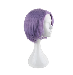 Peluca de cosplay Liu Bang, corte <span class=keywords><strong>bob</strong></span> corto morado, postizo sintético resistente al calor para hombres y mujeres, disfraz de personaje de juego - Product Image 2