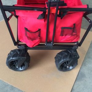 Chariot pliant de grande capacité de 120kg avec de grandes roues chromées robustes Chariot de pique-nique portable et de plage en métal - Product Image 4