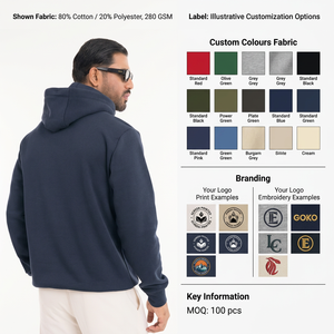 Sudadera con Capucha Unisex de Forro Polar, 280 GSM, Algodón y Poliéster, Corte Regular, Logotipo Personalizado, Bolsillo Canguro, Venta al Por Mayor - Product Image 4
