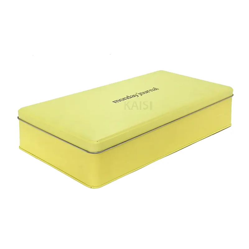 Boîte en fer-blanc personnalisée de grande capacité de 12 pouces et 13 pouces pour emballage métallique alimentaire avec impression de couleur jaune